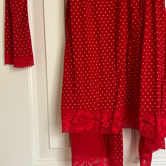 Victoria's Secret Red Polka Dot lace modal Robe - Picture 8 of 9
